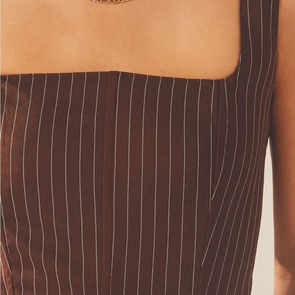 Peppermayo Exclusive - Talula Pinstripe‎ Bustier - Chocolate 4 NWT in pkg - Picture 5 of 9